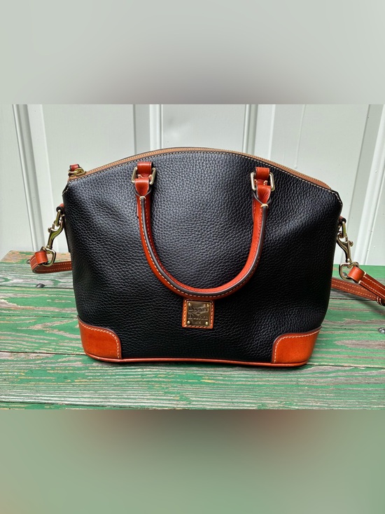 Dooney & Bourke Handbags - Dooney & Bourke Leather Pebble Grain Domed Satchel Shoulder Bag Black Brown